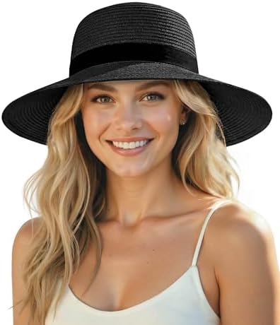 Trendy Apparel Shop Summer Polka Dot Ribbon Band Wide Brim Straw